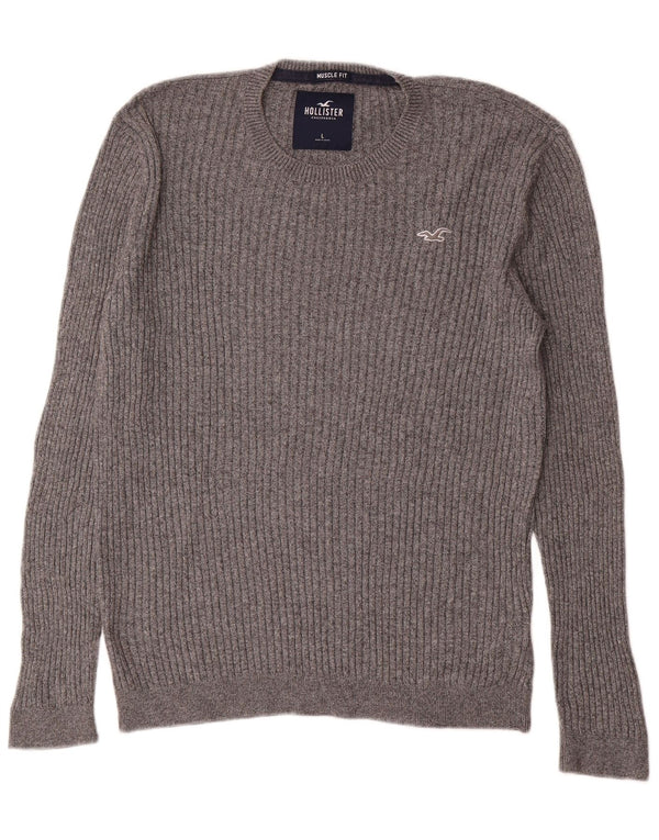 Hollister Pull Muscle Crew Neck Jumper Homme Gris Coton Large