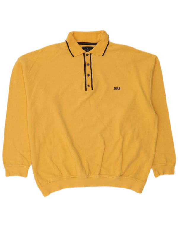 DANIEL HECHTER Mens Polo Neck Jumper Sweater 2XL Yellow Cotton