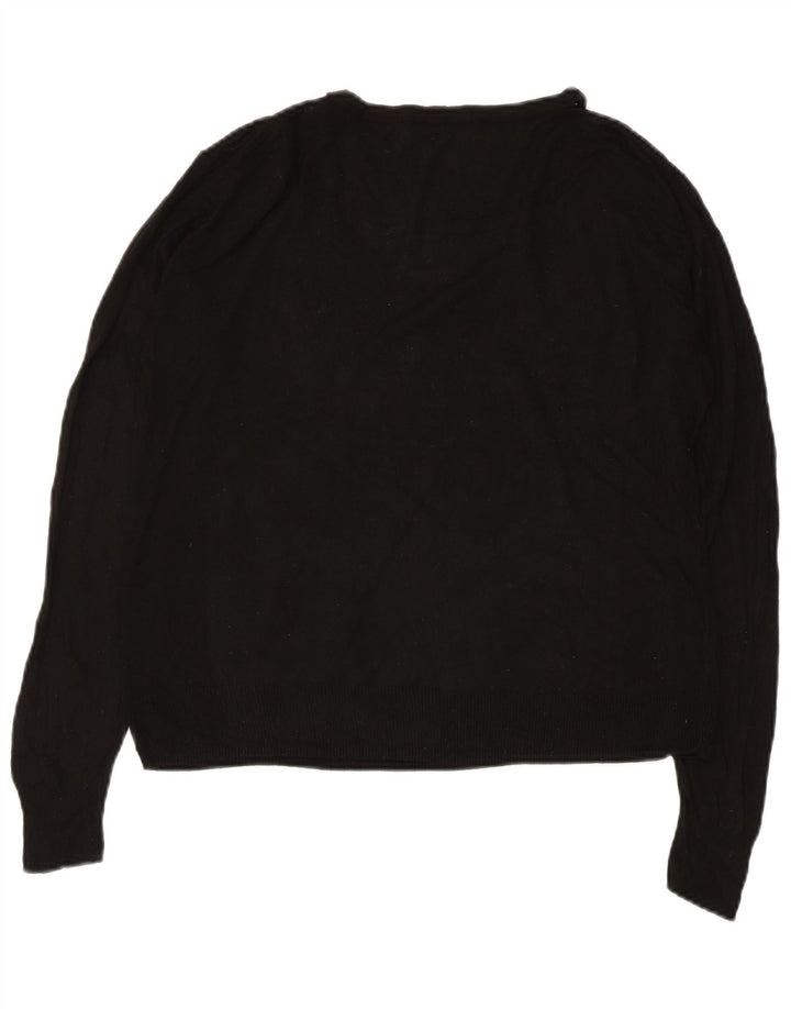 ZARA Pull surdimensionné à col en V pour femme UK 10 Small Noir Viscose