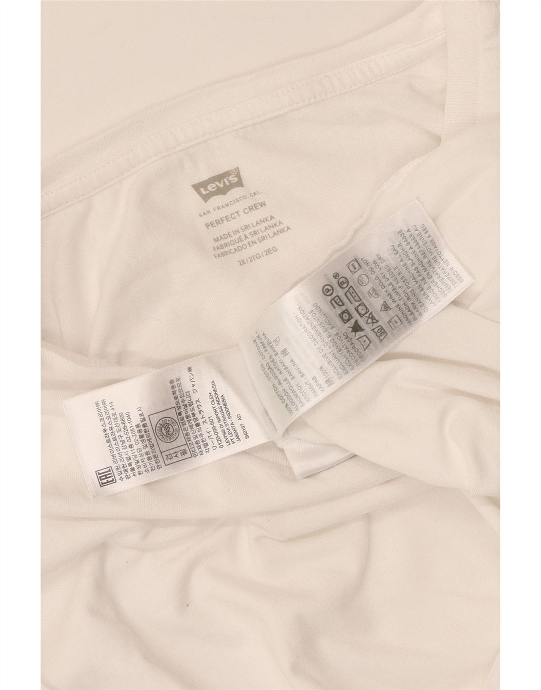 LEVI'S T-shirt Perfect Crew pour femme UK 20 2XL Blanc Coton