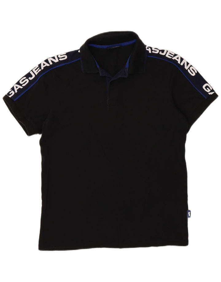 Gas Polo Graphique Homme Noir Moyen Coton Colorblock