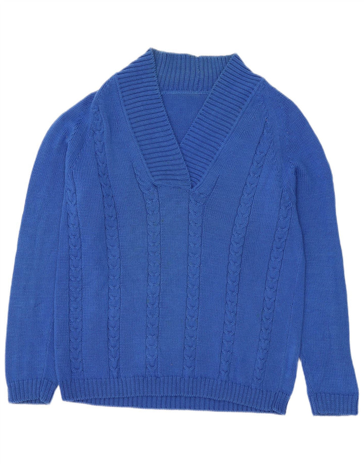 vintage Homme Col V Pull Pull Bleu Moyen