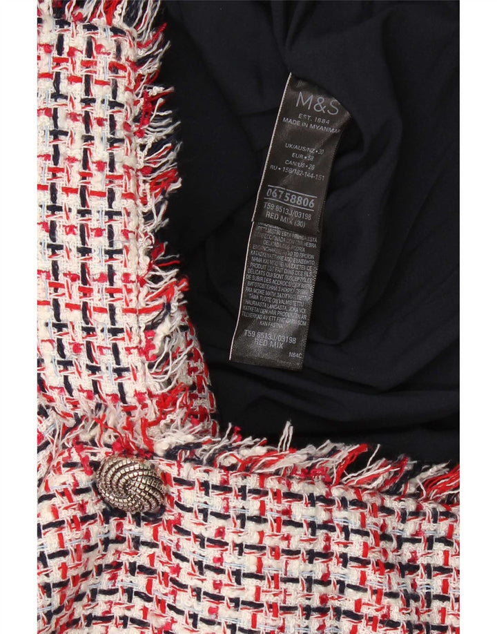 Marks & Spencer Veste blazer à 3 boutons pour femme UK 30 6XL Rouge à carreaux Polyester