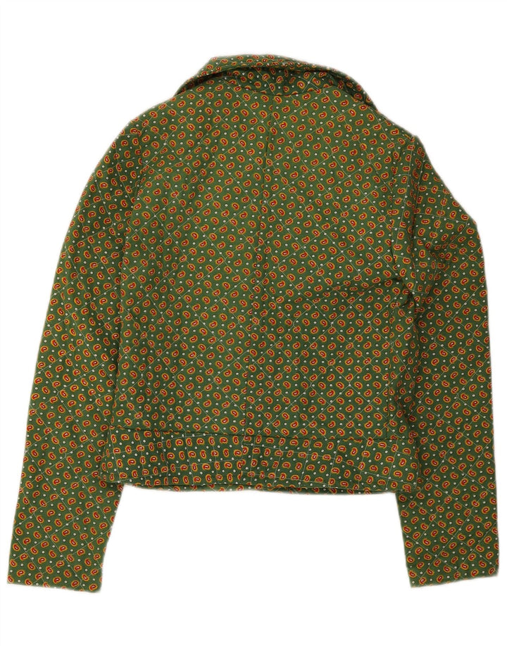 Veste Bomber Femme Vintage UK 8 Petit Paisley Vert