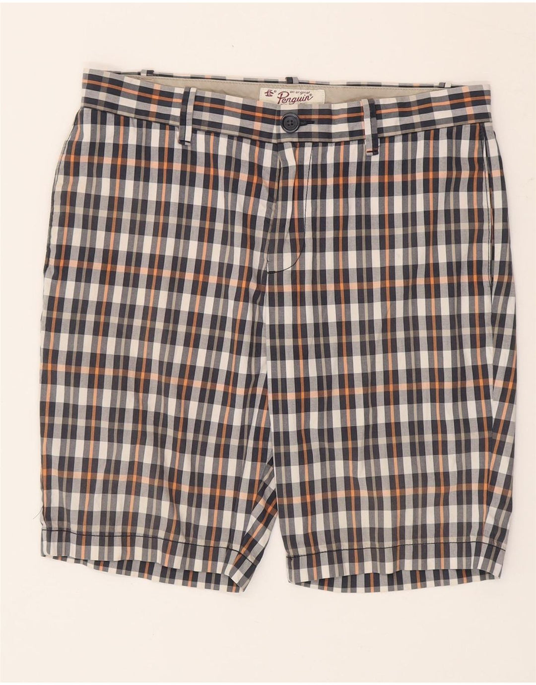 Penguin Short Chino Homme W32 Coton à Carreaux Multicolore Moyen