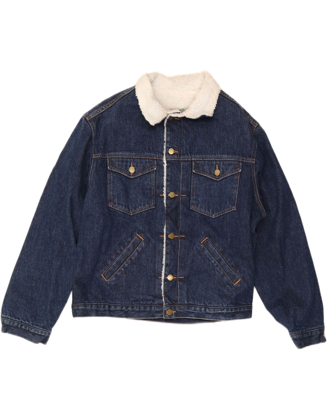 GREEN FOX Veste en Jean Sherpa Homme UK 38 Bleu Moyen