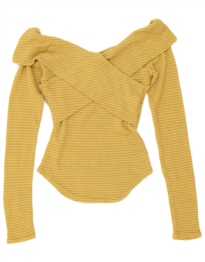Free People Haut à Manches Longues Femme UK 6 XS Jaune Polyester