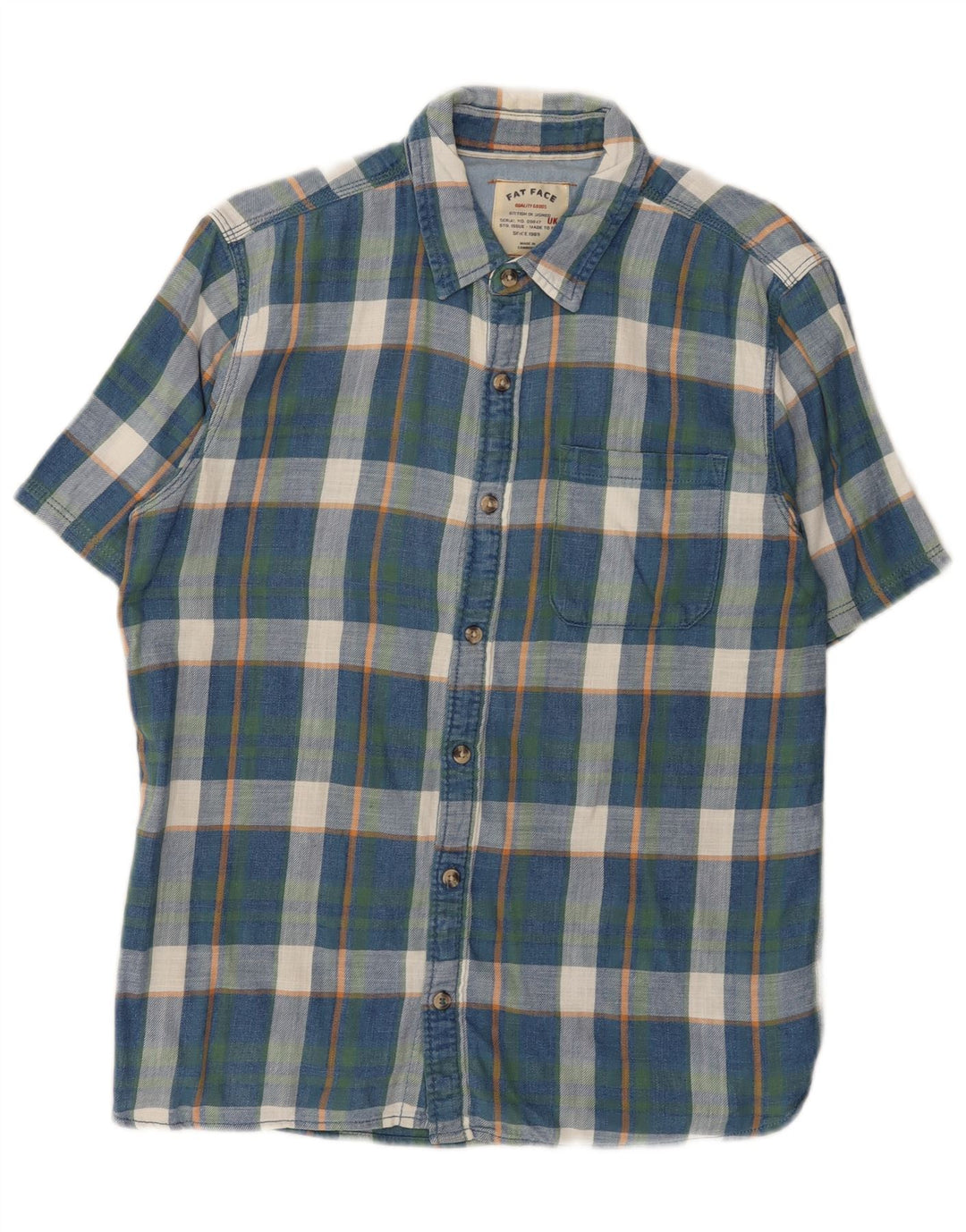 Chemise en flanelle à manches courtes pour homme Fat Face en coton à carreaux bleu moyen
