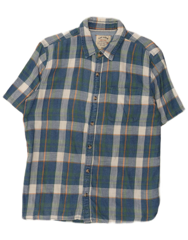 Chemise en flanelle à manches courtes pour homme Fat Face en coton à carreaux bleu moyen