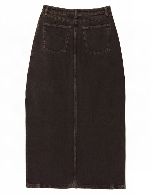 Topshop Jupe longue en jean pour femme UK 12 Medium W28 Noir Coton