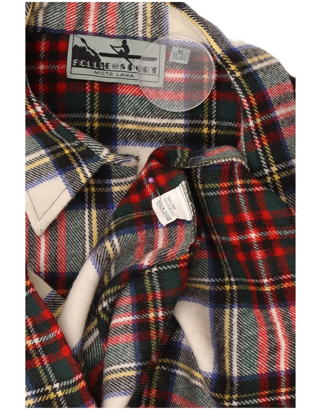 vintage Chemise en flanelle homme Taille 39/40 Laine à carreaux rouge moyen