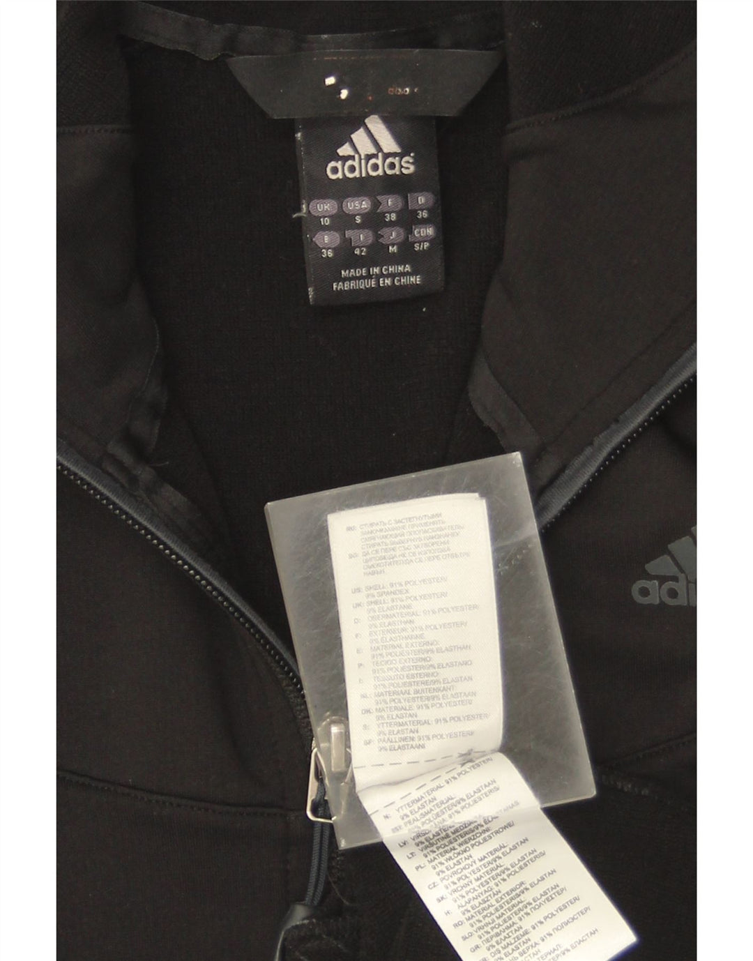 Adidas Pull à capuche zippé pour femme UK 10 Petit Noir Polyester
