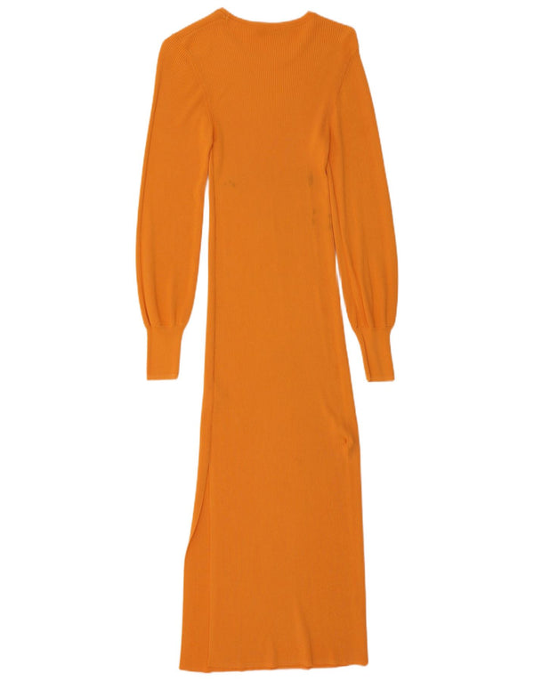 Zara Femme Maxi Robe Pull UK 8 Petite Viscose Orange