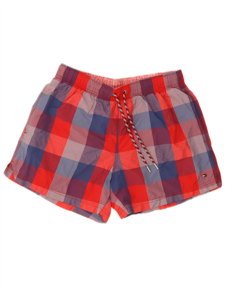 Tommy Hilfiger Short de bain homme en nylon à carreaux rouge moyen