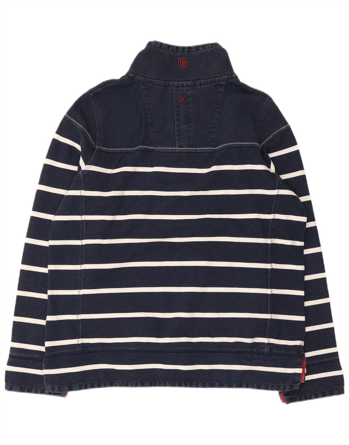FAT FACE Sweat-shirt à col zippé pour femme UK 12 Bleu marine moyen rayé