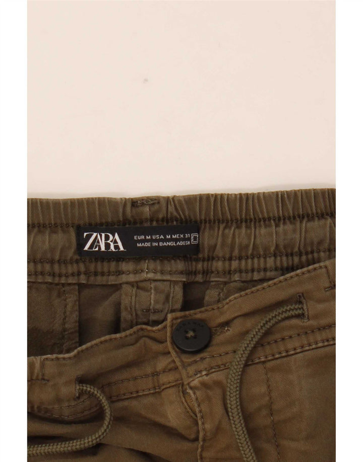 Zara Pantalon Cargo Joggers Homme Moyen W31 L28 Kaki Coton
