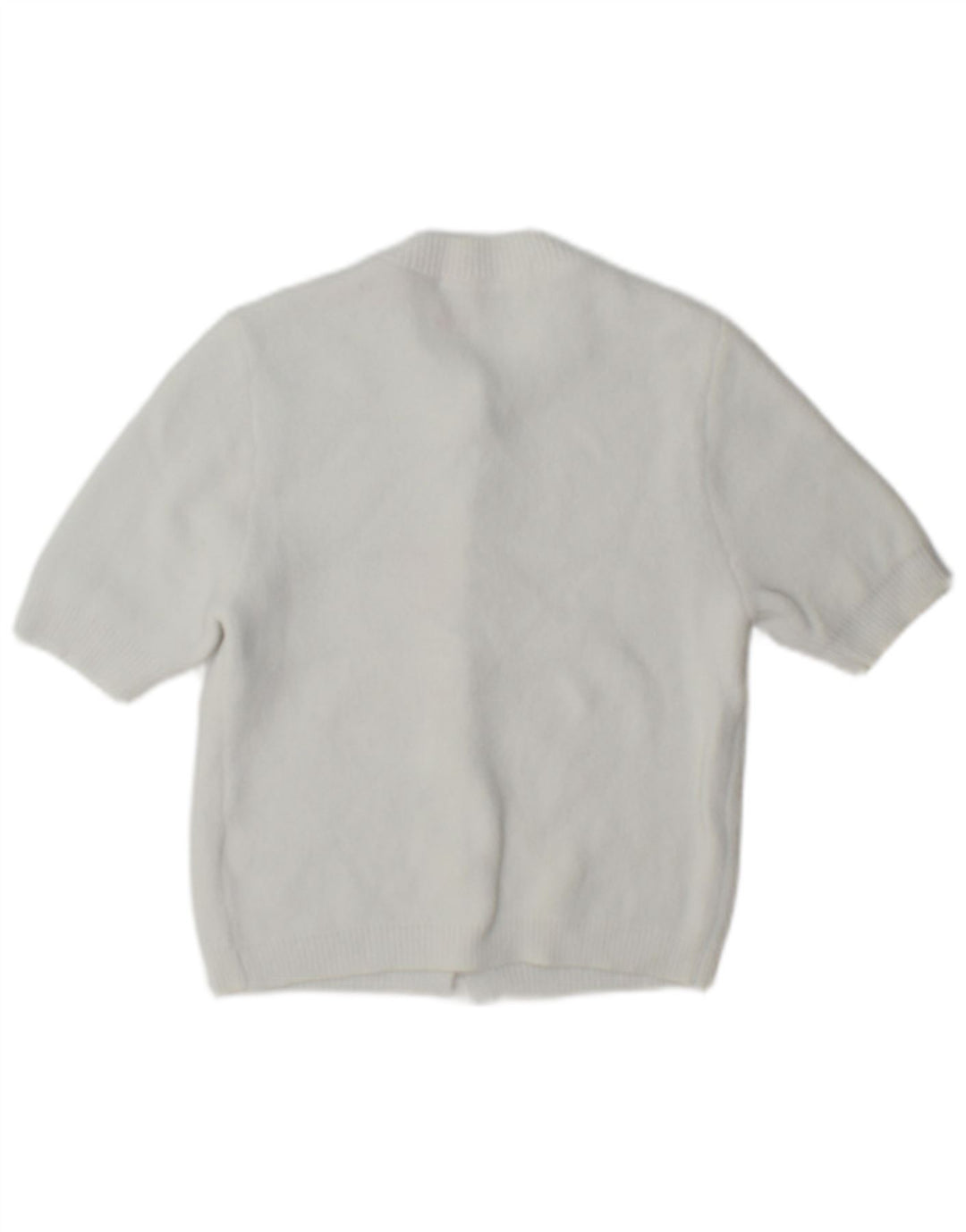 Zara Womens Cardigan à manches courtes Pull UK 10 Petit Blanc Polyamide