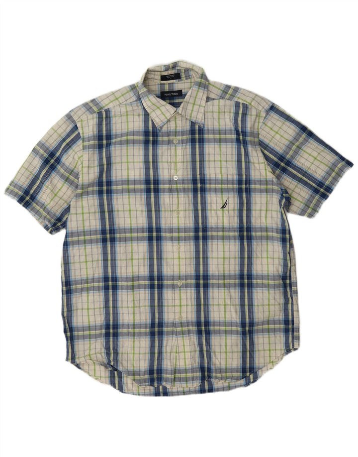 Nautica Chemise à manches courtes pour homme en coton à carreaux multicolores