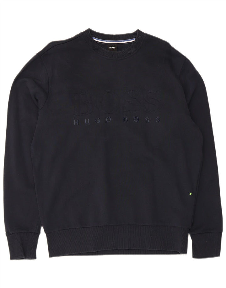 HUGO BOSS Homme Sweat-shirt graphique en coton bleu marine moyen