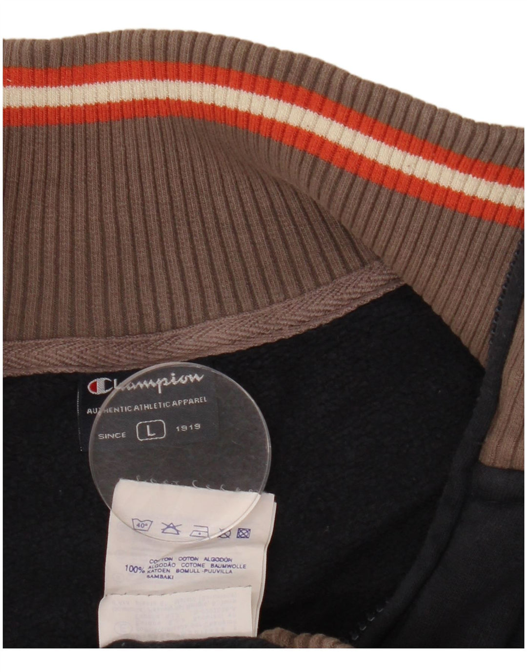 CHAMPION Sweat-shirt à col zippé pour homme, grand, bleu marine, color block