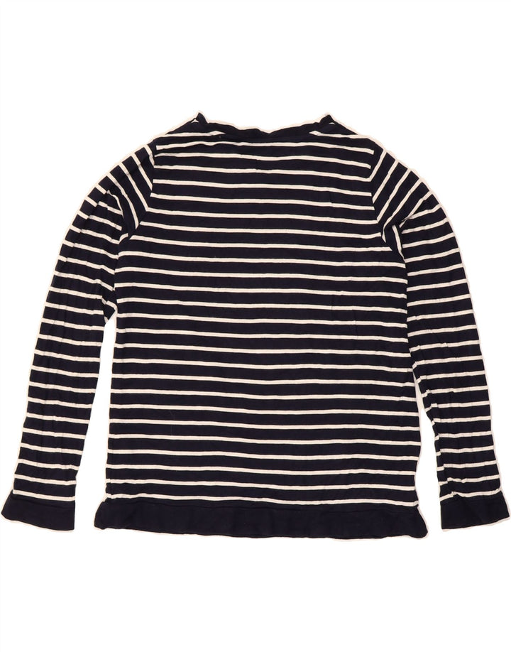 OASIS Womens Top Long Sleeve UK 10 Small Navy Blue Striped Viscose Vintage Oasis and Second-Hand Oasis from Messina Hembry 