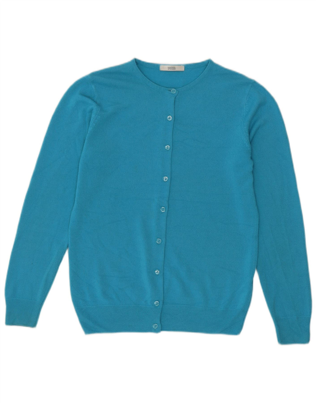 Marks & Spencer Pull Cardigan Femme UK 8 Petit Acrylique Turquoise