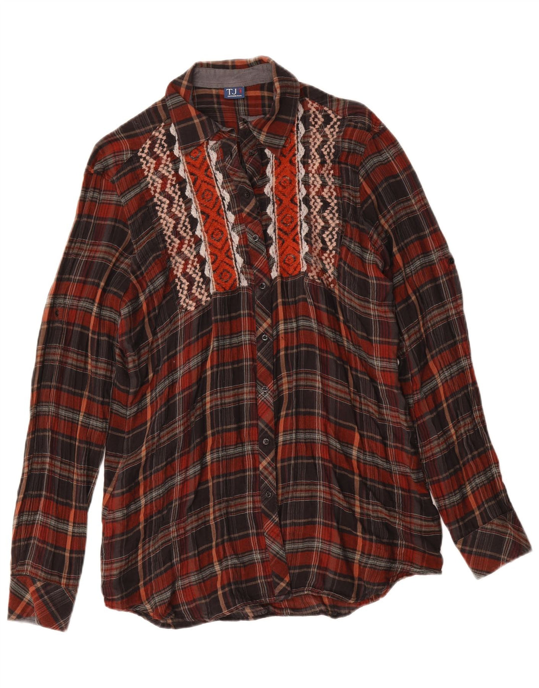 Trussardi Chemise Longue Femme UK 14 Carreaux Bordeaux Moyen