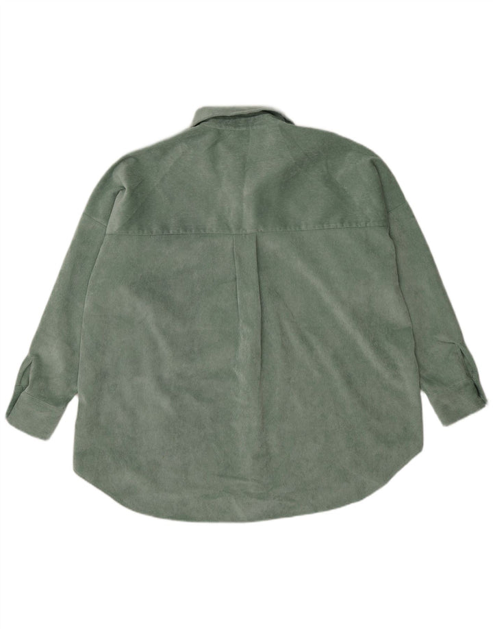 Zara Chemise surdimensionnée en velours côtelé pour femme UK 14 Polyester vert moyen
