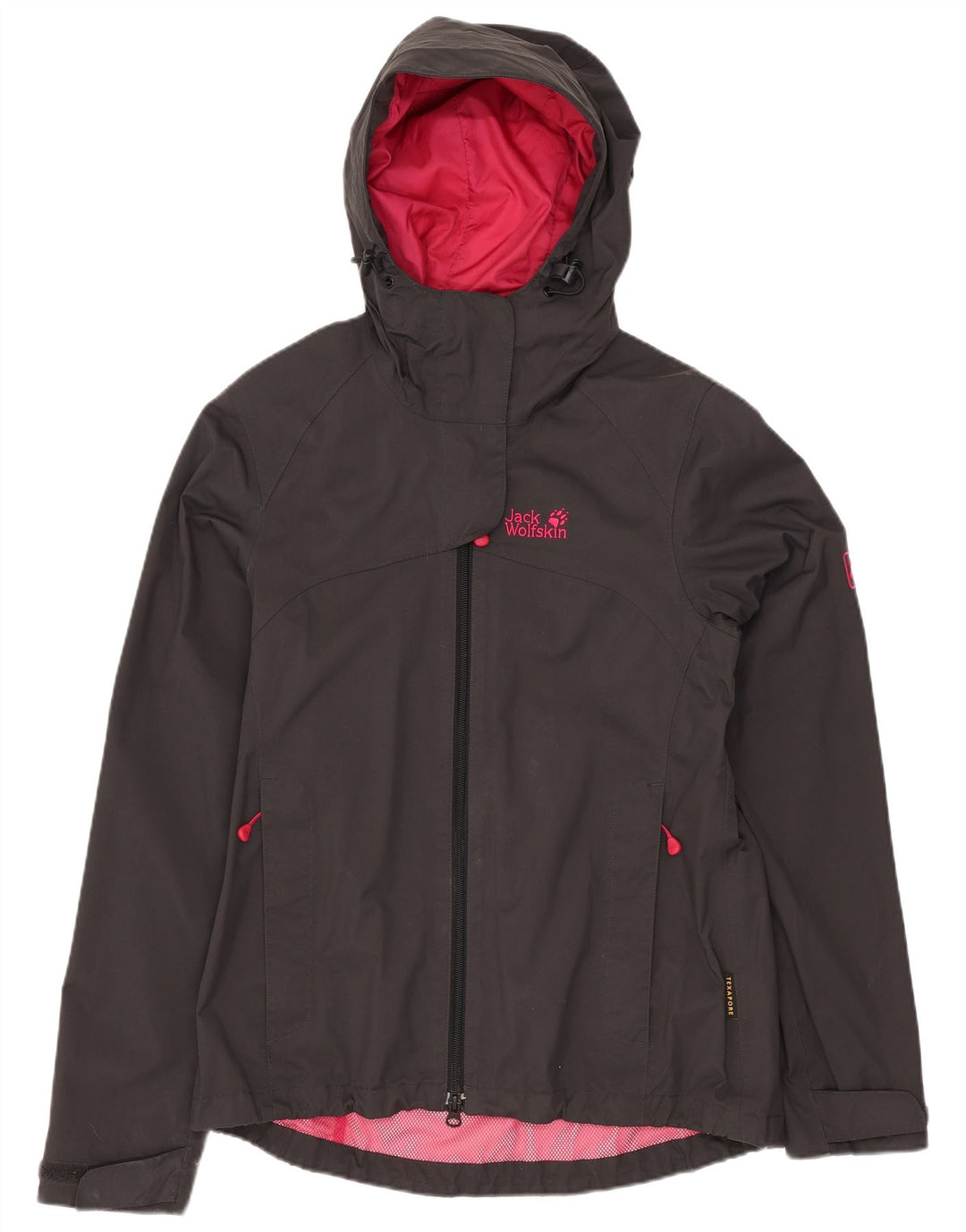 Jack Wolfskin Veste de pluie à capuche pour femme UK 8/10 Small Gris Polyamide