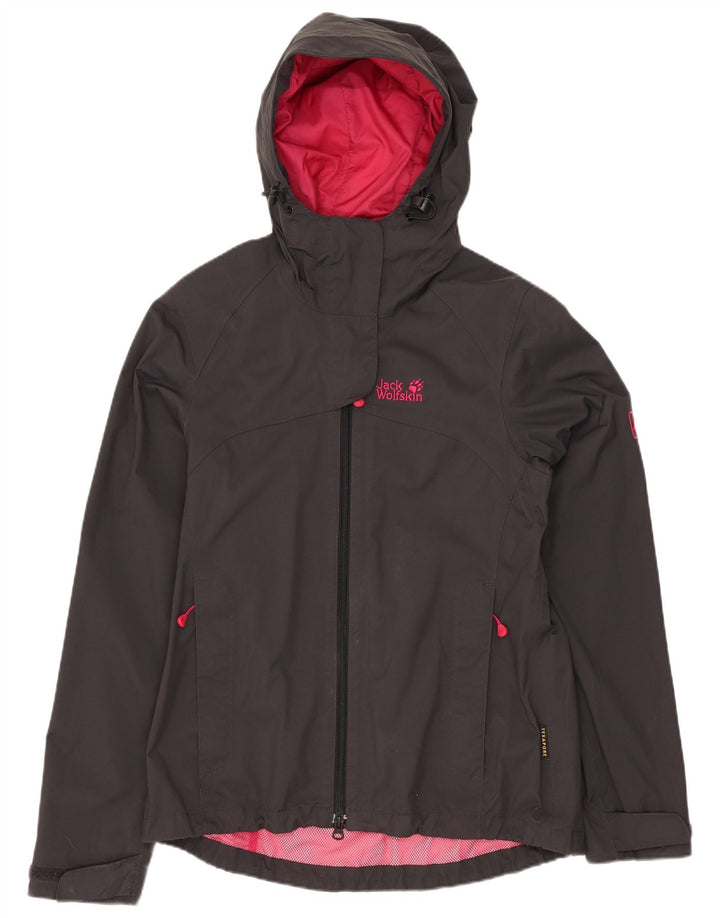 Jack Wolfskin Veste de pluie à capuche pour femme UK 8/10 Small Gris Polyamide