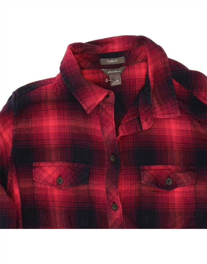 EDDIE BAUER Womens Classic Fit Flannel Shirt UK 14 Medium Pink Check Vintage Eddie Bauer and Second-Hand Eddie Bauer from Messina Hembry 