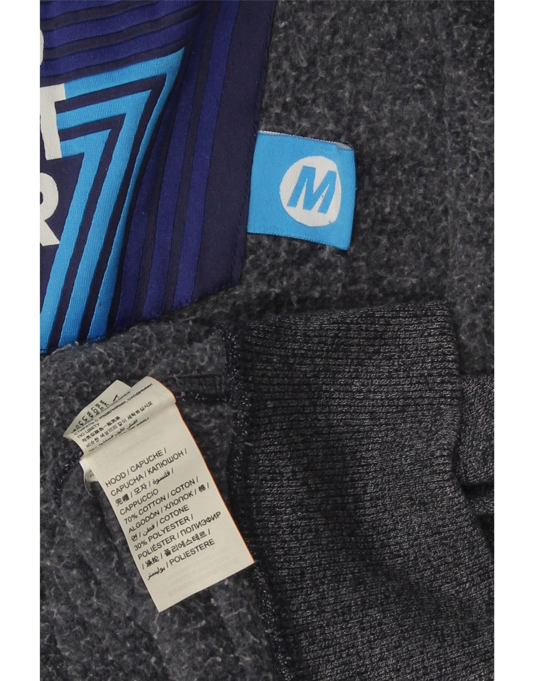 SUPERDRY Pull à capuche zippé graphique pour homme en coton bleu marine moyen