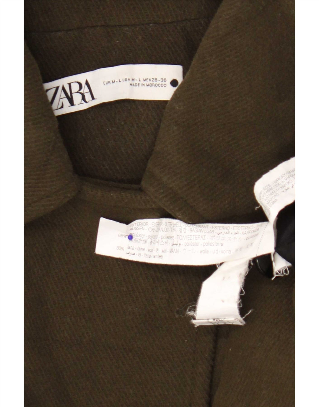 Veste Cape Femme Zara UK 14 Polyester Kaki Moyen