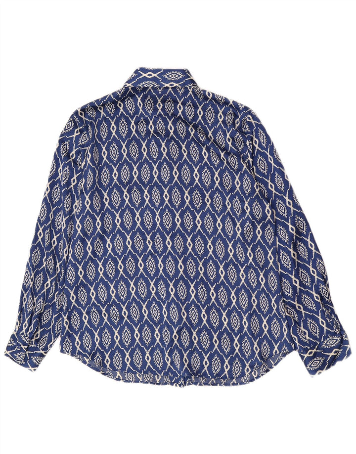 Zara Chemise Femme UK 10 Petit Bleu Ikat