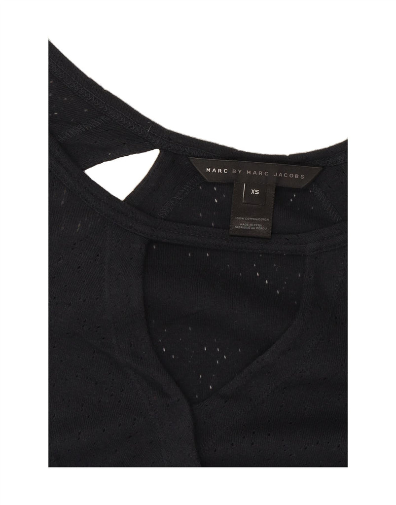 MARC JACOBS Womens Boat Neck Jumper Sweater UK 6 XS Navy Blue Cotton Vintage Marc Jacobs and Second-Hand Marc Jacobs from Messina Hembry 