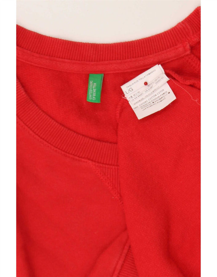 Benetton Sweatshirt Jumper Large Rouge Coton Homme