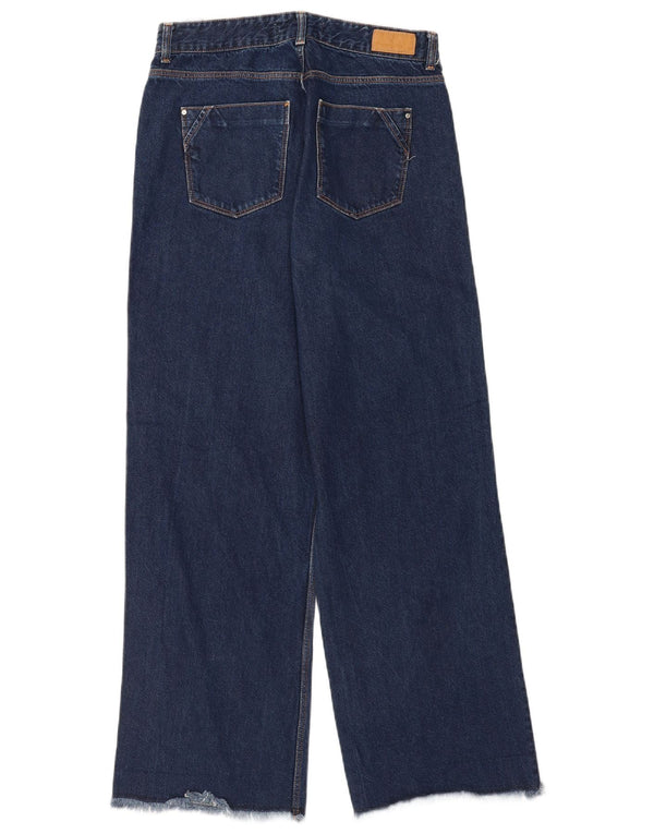 Zara Jean large pour femme EU 38 Small W28 L31 Bleu marine Coton