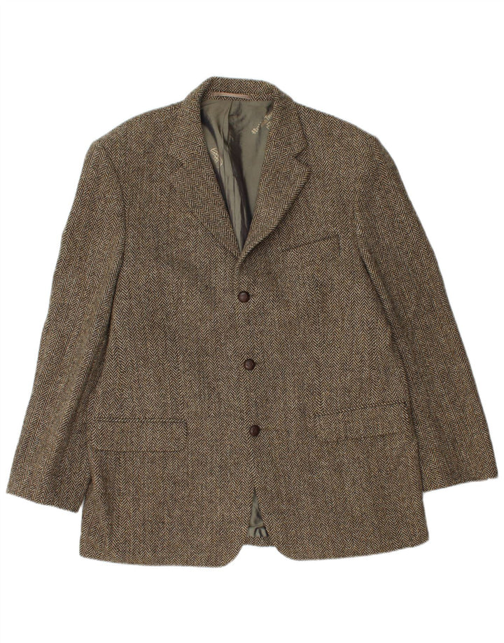 Harris Tweed Veste blazer à 3 boutons pour homme UK 40 Grand chevrons marron