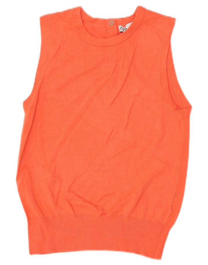 Zara Womens Vest Débardeur UK 10 Petit Orange