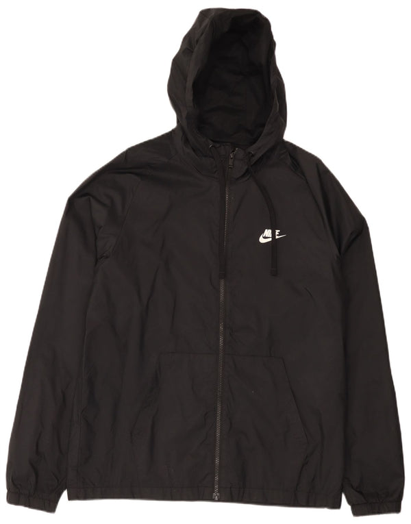 Nike Veste de pluie à capuche pour femme UK 38 Medium Noir Nylon Sports