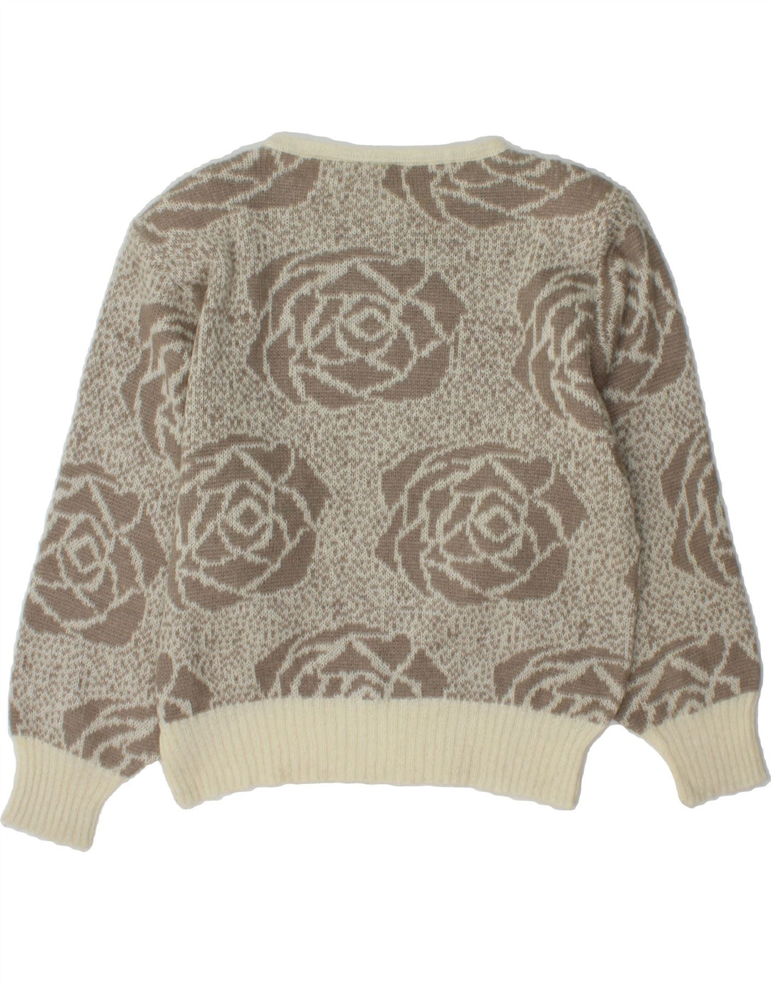 VINTAGE Womens Boat Neck Jumper Sweater IT 44 Medium Grey Floral Vintage Vintage and Second-Hand Vintage from Messina Hembry 