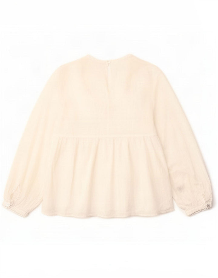 Zara Haut chemisier à manches 3/4 pour femme UK 10 Small Blanc Polyester
