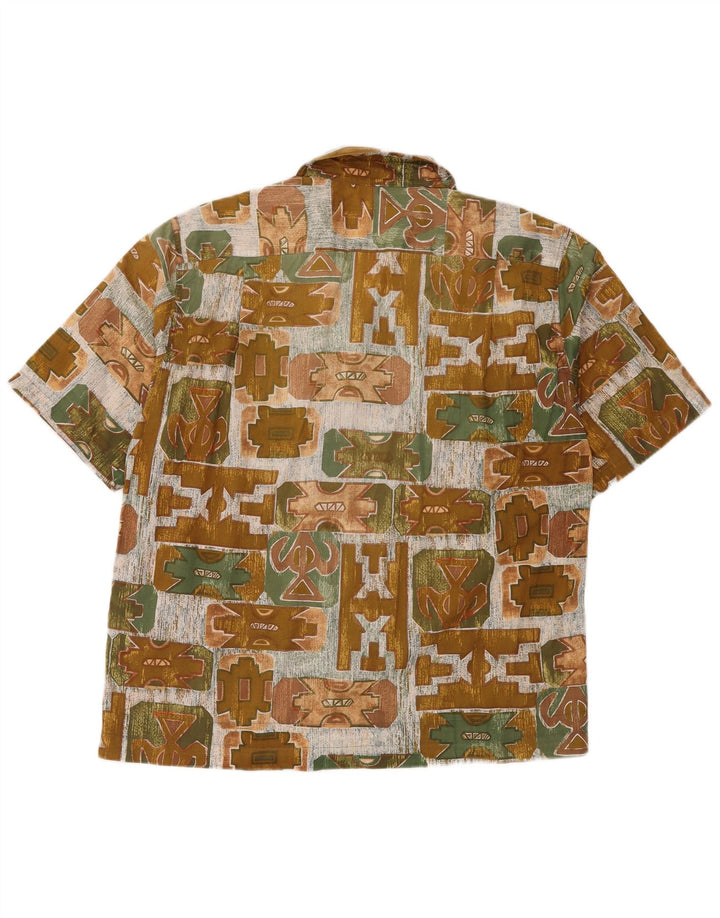 Chemise à manches courtes Vintage pour hommes, kaki moyen géométrique