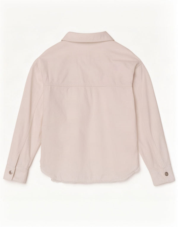 Zara Femme Chemise En Jean Oversize UK 6 XS Coton Blanc