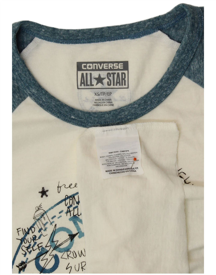 CONVERSE Haut graphique Chuck Taylor pour femme à manches 3/4 UK 6 XS Blanc