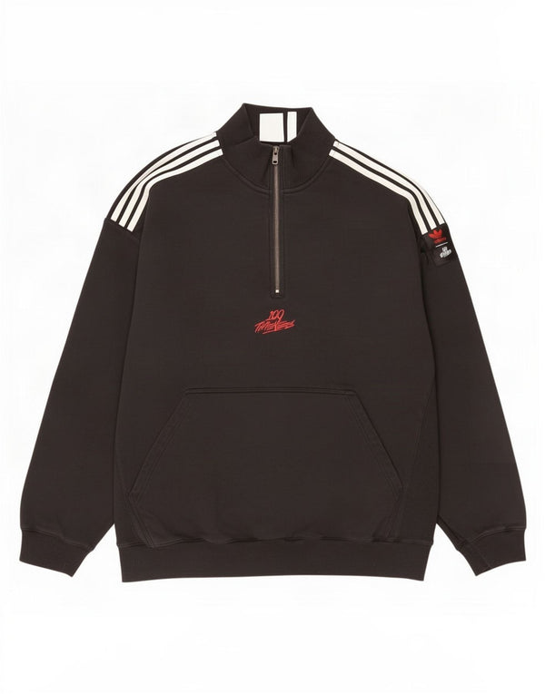 Adidas Sweat-shirt à col zippé pour homme Grand coton noir