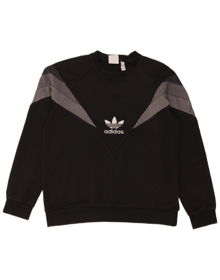 Adidas Pull graphique pour homme en polyester color block Noir Taille L