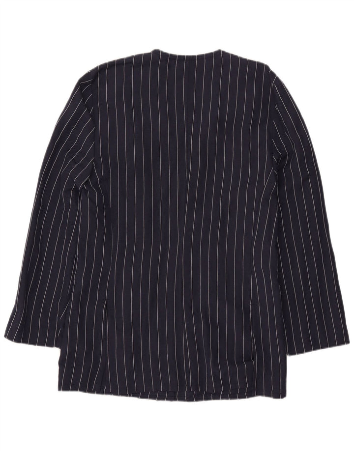 vintage Femme 4 Bouton Blazer Veste IT 44 Moyen Bleu Marine Rayé