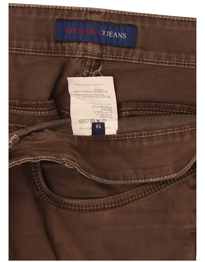 TRUSSARDI Pantalon décontracté droit pour homme IT 58 3XL W40 L36 Marron Coton