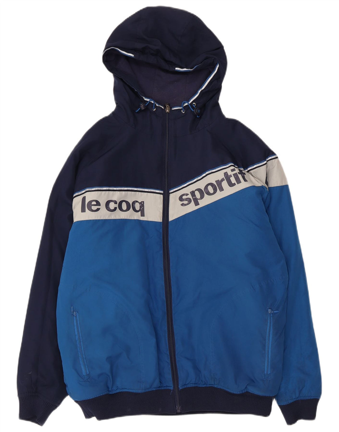 Le Coq Sportif Veste Bomber Graphique Homme UK 38 Bleu Moyen Colourblock